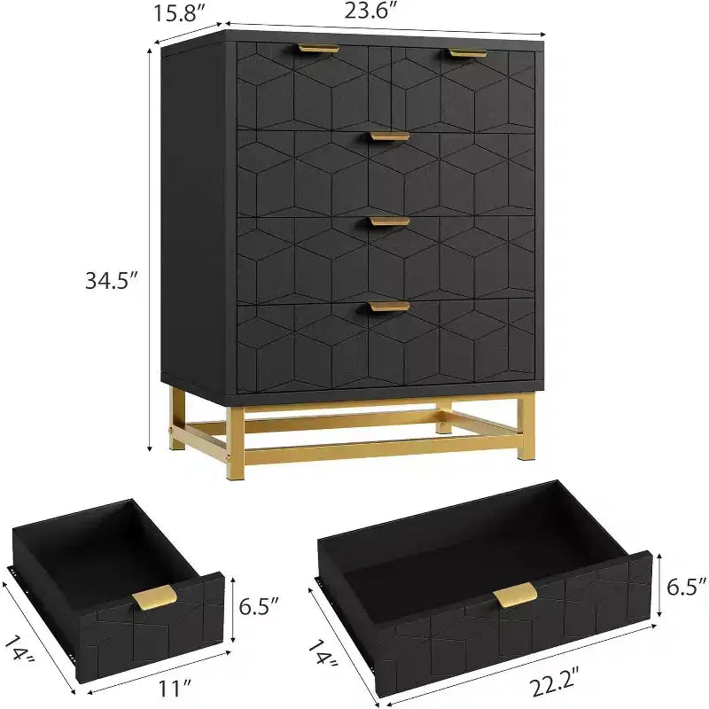 Commode à 5 tiroirs pour chambre à coucher, commode avec base en métal, armoire de rangement moderne pour salon, couloir, placard