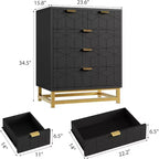 Commode à 5 tiroirs pour chambre à coucher, commode avec base en métal, armoire de rangement moderne pour salon, couloir, placard