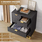 Commode à 5 tiroirs pour chambre à coucher, commode avec base en métal, armoire de rangement moderne pour salon, couloir, placard