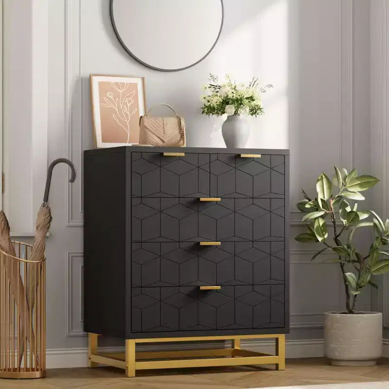 Commode à 5 tiroirs pour chambre à coucher, commode avec base en métal, armoire de rangement moderne pour salon, couloir, placard