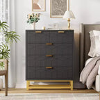 Commode à 5 tiroirs pour chambre à coucher, commode avec base en métal, armoire de rangement moderne pour salon, couloir, placard