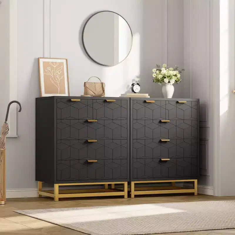 Commode à 5 tiroirs pour chambre à coucher, commode avec base en métal, armoire de rangement moderne pour salon, couloir, placard