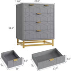 Commode à 5 tiroirs pour chambre à coucher, commode avec base en métal, armoire de rangement moderne pour salon, couloir, placard