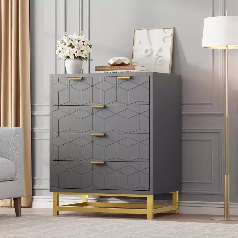 Commode à 5 tiroirs pour chambre à coucher, commode avec base en métal, armoire de rangement moderne pour salon, couloir, placard