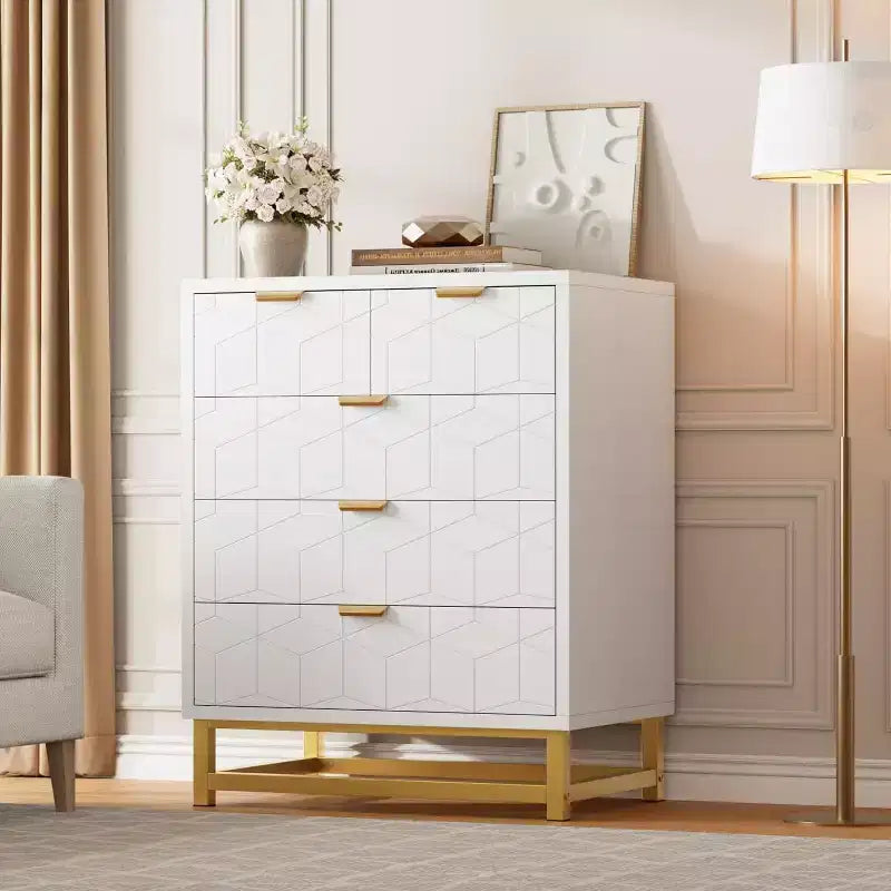 Commode à 5 tiroirs pour chambre à coucher, commode avec base en métal, armoire de rangement moderne pour salon, couloir, placard
