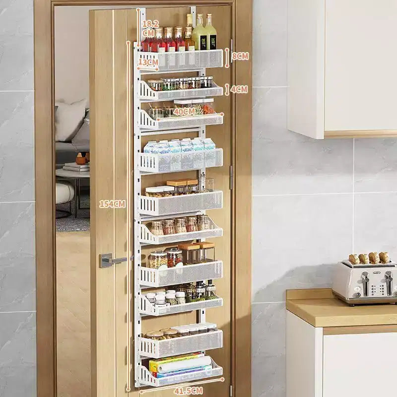 Étagère de porte en métal à 10 niveaux, suspendue, avec panier réglable, organisateur de porte, organisateur suspendu pour salle de bain, cuisine