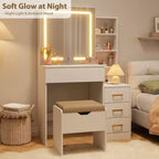 GustoWave Coiffeuse Moderne Miroir Coulissant Lumières LED 3 Couleurs Station de Charge 4 Tiroirs 7 Étagères Tabouret Rembourré