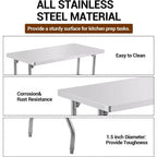 Table de travail commerciale 60 pouces, poste de travail, table pliante en acier inoxydable avec pied de réglage en métal