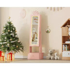 Armoire à bijoux pour enfants avec miroir pleine longueur, organiseur à bijoux autoportant de 46 pouces avec tiroirs de rangement, meuble à bijoux pour enfants