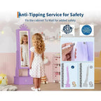 Armoire à bijoux pour enfants avec miroir pleine longueur, organiseur à bijoux autoportant de 46 pouces avec tiroirs de rangement, meuble à bijoux pour enfants