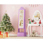 Armoire à bijoux pour enfants avec miroir pleine longueur, organiseur à bijoux autoportant de 46 pouces avec tiroirs de rangement, meuble à bijoux pour enfants