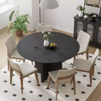 PexFix 52 x 52 Solid Wood Round Dining Table with Black Finish and Elegant Arched Legs for Modern Dining Rooms & Kitchens