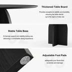 PexFix Table à manger ronde 132 x 132 cm en bois massif avec finition noire et pieds arqués élégants pour salles à manger et cuisines modernes