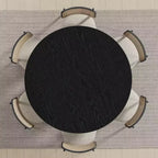 PexFix Table à manger ronde 132 x 132 cm en bois massif avec finition noire et pieds arqués élégants pour salles à manger et cuisines modernes