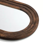 Miroir mural intégral en bois massif coudé et arqué 64x21 pouces, finition charbon de bois cuit (sans support), acier trempé