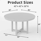PexFix 45 x 45 Table de salle à manger de ferme en bois massif plateau rond texturé en bois avec base en X croisé pour salles à manger modernes et réunions de famille Noir