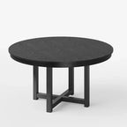 PexFix 45 x 45 Table de salle à manger de ferme en bois massif plateau rond texturé en bois avec base en X croisé pour salles à manger modernes et réunions de famille Noir