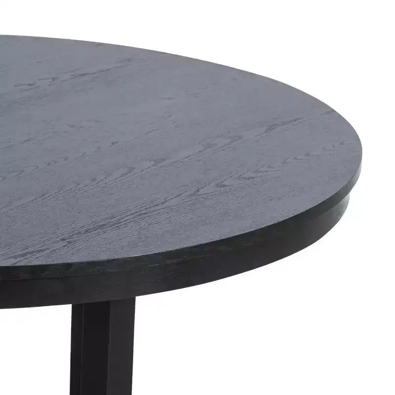 PexFix 45 x 45 Table de salle à manger de ferme en bois massif plateau rond texturé en bois avec base en X croisé pour salles à manger modernes et réunions de famille Noir