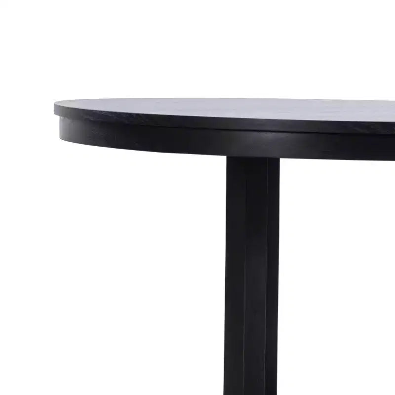 PexFix 45 x 45 Table de salle à manger de ferme en bois massif plateau rond texturé en bois avec base en X croisé pour salles à manger modernes et réunions de famille Noir