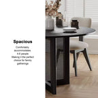 PexFix Table de salle à manger et de cuisine de ferme 132 x 132 cm, table de cuisine ronde noire avec pieds en rotin tressé pour cuisine, bar, salon