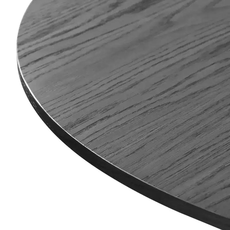 PexFix Table de salle à manger et de cuisine de ferme 132 x 132 cm, table de cuisine ronde noire avec pieds en rotin tressé pour cuisine, bar, salon