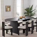PexFix 79 x 33,5 Table à Manger en Bois Massif Style Ferme avec Pieds Arcés Table de Cuisine Ovale Noire pour Salle à Manger et Cuisine