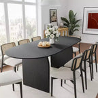 PexFix 79 x 33,5 Table à Manger en Bois Massif Style Ferme avec Pieds Arcés Table de Cuisine Ovale Noire pour Salle à Manger et Cuisine