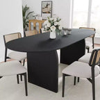 PexFix 79 x 33,5 Table à Manger en Bois Massif Style Ferme avec Pieds Arcés Table de Cuisine Ovale Noire pour Salle à Manger et Cuisine