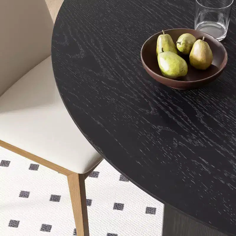 PexFix 79 x 33,5 Table à Manger en Bois Massif Style Ferme avec Pieds Arcés Table de Cuisine Ovale Noire pour Salle à Manger et Cuisine