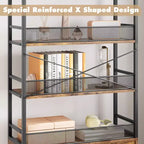 Three-Tier Iron Wood Bookshelf and Iron Grid with Cabinet Door - Industrial 3-Tier Bookshelf - 180 x 80 x 30 cm