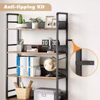 Three-Tier Iron Wood Bookshelf and Iron Grid with Cabinet Door - Industrial 3-Tier Bookshelf - 180 x 80 x 30 cm