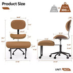 Chaise ergonomique Bestier Criss Cross, Chaise pivotante en cuir PU avec roulettes et bois courbé, Support lombaire pour le yoga et la méditation