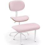 Chaise ergonomique Bestier Criss Cross, Chaise pivotante en cuir PU avec roulettes et bois courbé, Support lombaire pour le yoga et la méditation
