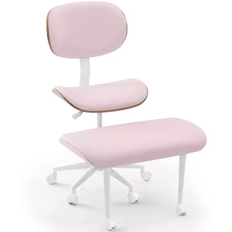 Chaise ergonomique Bestier Criss Cross, Chaise pivotante en cuir PU avec roulettes et bois courbé, Support lombaire pour le yoga et la méditation