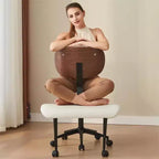 Chaise ergonomique Bestier Criss Cross, Chaise pivotante en cuir PU avec roulettes et bois courbé, Support lombaire pour le yoga et la méditation