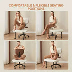 Chaise ergonomique Bestier Criss Cross, Chaise pivotante en cuir PU avec roulettes et bois courbé, Support lombaire pour le yoga et la méditation