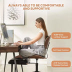 Chaise ergonomique Bestier Criss Cross, Chaise pivotante en cuir PU avec roulettes et bois courbé, Support lombaire pour le yoga et la méditation