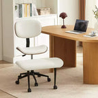Chaise ergonomique Bestier Criss Cross, Chaise pivotante en cuir PU avec roulettes et bois courbé, Support lombaire pour le yoga et la méditation