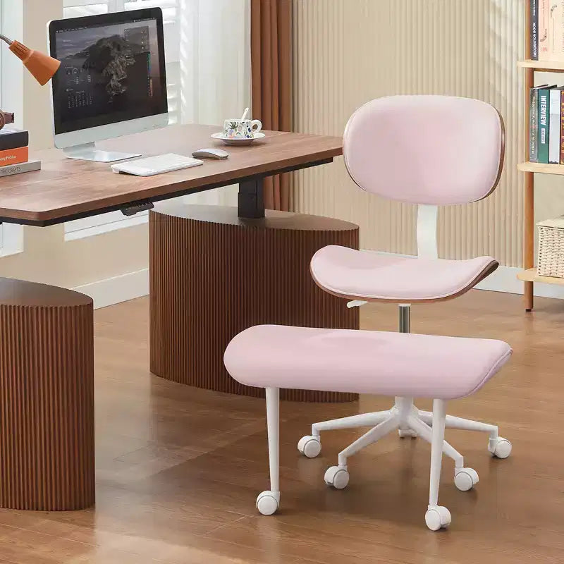 Chaise ergonomique Bestier Criss Cross, Chaise pivotante en cuir PU avec roulettes et bois courbé, Support lombaire pour le yoga et la méditation