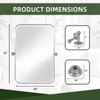 Lot de 2 miroirs muraux à suspendre en fer argenté, ronds et arqués, de 78,74 cm de haut x 60,96 cm de large