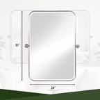 Lot de 2 miroirs muraux à suspendre en fer argenté, ronds et arqués, de 78,74 cm de haut x 60,96 cm de large
