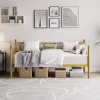 Lit de repos double avec lit gigogne, lit gigogne en métal, cadre de lit de jour, lattes métalliques robustes, pour salon, chambre à coucher, chambre d'amis, gain de place