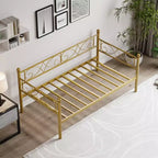Lit de repos double avec lit gigogne, lit gigogne en métal, cadre de lit de jour, lattes métalliques robustes, pour salon, chambre à coucher, chambre d'amis, gain de place