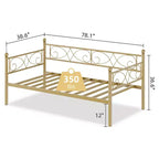 Lit de repos double avec lit gigogne, lit gigogne en métal, cadre de lit de jour, lattes métalliques robustes, pour salon, chambre à coucher, chambre d'amis, gain de place