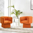 Fauteuil pivotant, fauteuil d'appoint rond confortable de style Mid-Century avec rotation à 360°, fauteuil de lecture moderne avec accoudoirs pour salon, salle d'attente, chambre à coucher