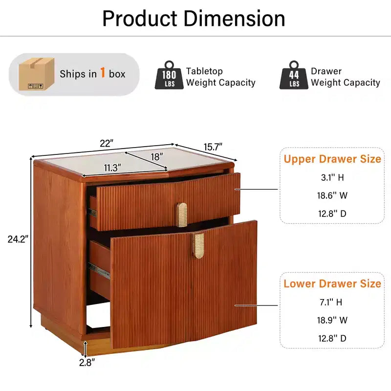 Christopher Knight Home Targorn Table de chevet moderne bombée avec 2 tiroirs (Lot de 2)