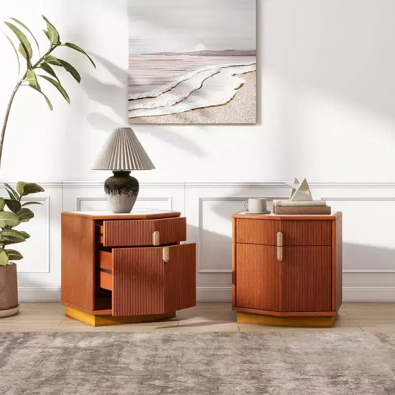 Christopher Knight Home Targorn Table de chevet moderne bombée avec 2 tiroirs (Lot de 2)