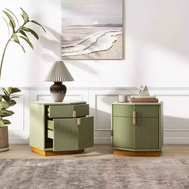 Christopher Knight Home Targorn Table de chevet moderne bombée avec 2 tiroirs (Lot de 2)