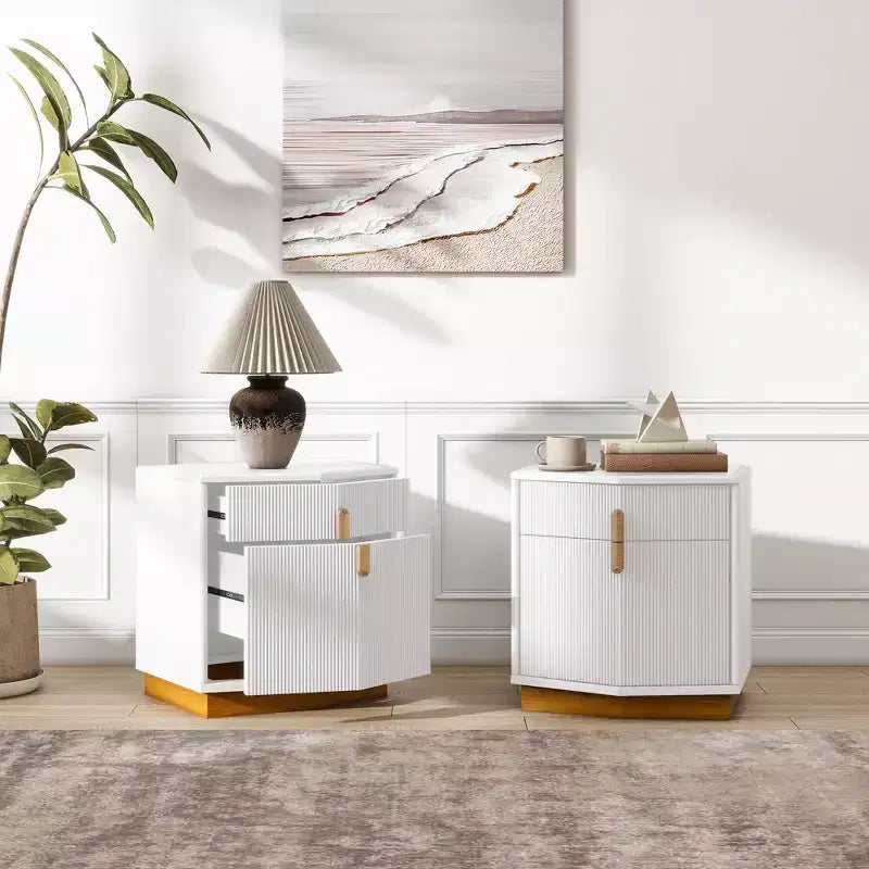 Christopher Knight Home Targorn Table de chevet moderne bombée avec 2 tiroirs (Lot de 2)