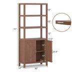 TROPOW Bibliothèque avec Portes, Étagère de Rangement en Bois à 5 Niveaux, 180 cm de Haut avec Étagères Réglables, pour Livres et Objets